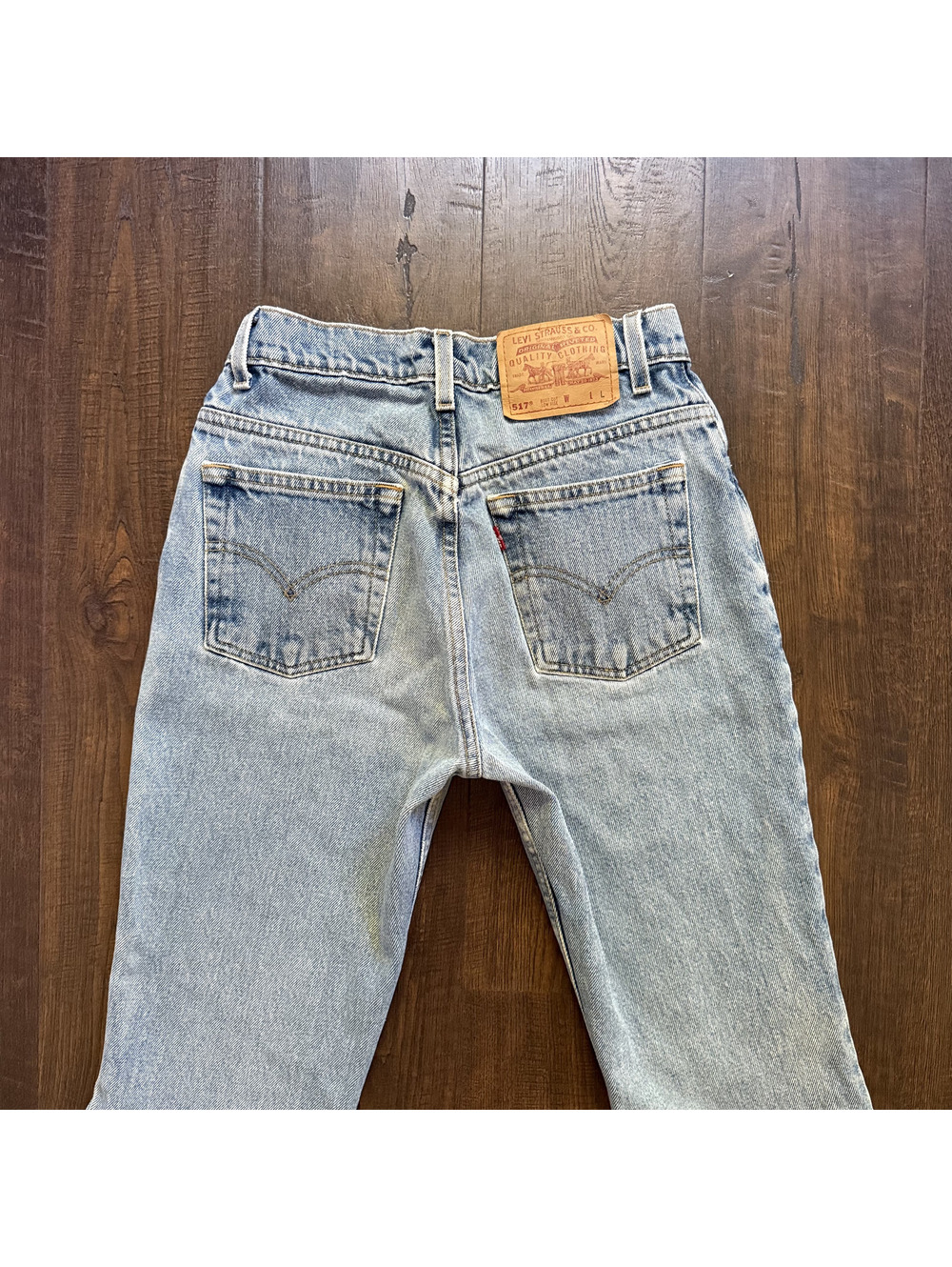 Vintage 90s Levi 517 Bootcut Jeans 25x34 Light Wash Western Rodeo Cowgirl